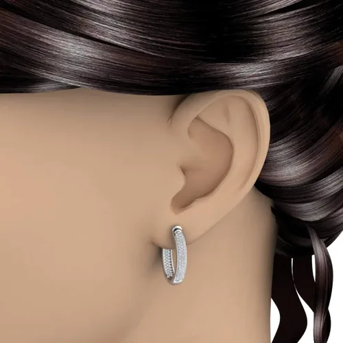 Miniatura 3 de Aretes tipo argolla con diamantes de 1 quilate en oro de 10 quilates o platino 950