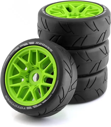 Miniatura 13 de Llantas y ruedas de coche RC 1/8 RC On Road Llantas de 0.669 in Hex 4.055 in Neumáticos de goma para coche de carreras RC en carretera a escala 1:8