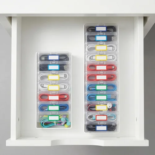 Miniatura 4 de KUGUA - Juego de 2 cajas organizadoras de cables con 7 y 11 fundas transparentes para cables de carga, cargadores, auriculares y accesorios