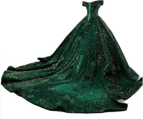 Miniatura 4 de Lily Wedding Vestido de noche largo con lentejuelas y hombros descubiertos para mujer, vestido de baile de graduación 2020