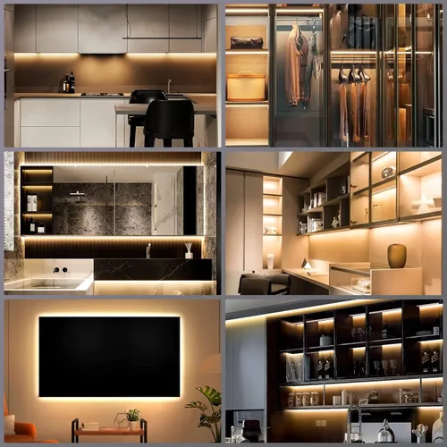 Miniatura 6 de Luz con sensor de movimiento para interiores debajo de la cama, tira de luces LED activadas por movimiento regulable de 16.4 pies para dormitorio