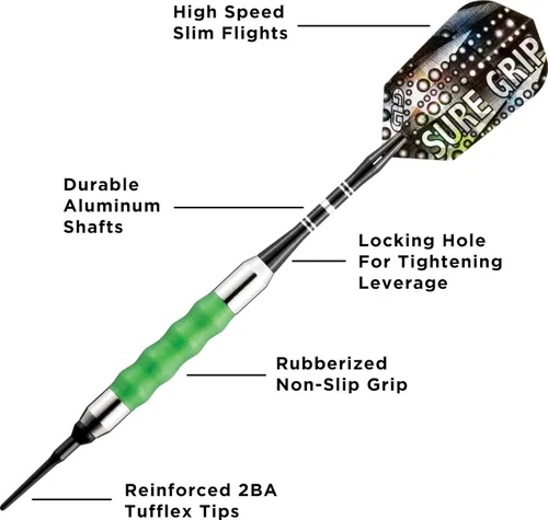 Miniatura 3 de Viper Sure Grip Dardos de Punta Suave Verde