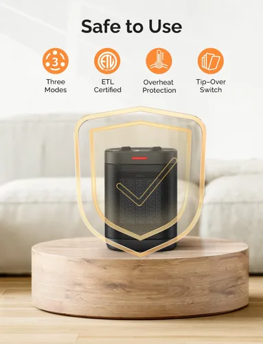 Miniatura 2 de Calentadores de espacio de 1500 W para uso en interiores, calentador portátil de cerámica PTC, calentador de espacio pequeño con termostato, tres