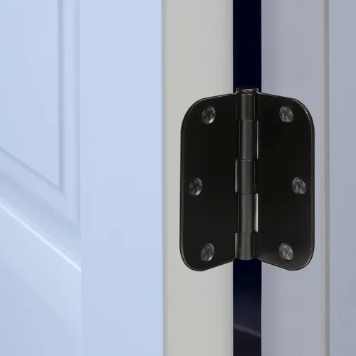 Miniatura 6 de Haidms Paquete de 24 bisagras de puerta color negro mate sin chirridos de 3.5 pulgadas, bisagras de puerta interior redondeadas con pin extraíble
