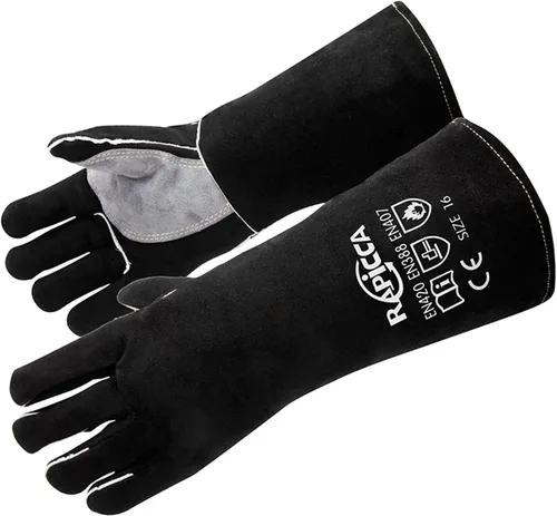 RAPICCA 14.0 pulgadas, 662 ℉ de cuero forja/Mig/Stick soldadura resistente al calor/fuego, guantes para horno, parrilla, chimenea, horno, estufa,