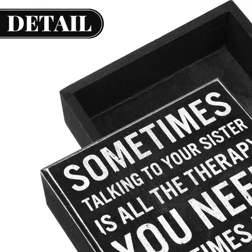 Miniatura 3 de Jetec Funny Sister Gifts Sometimes Talking to Your Sister Is All the Therapy You Need - Letrero de madera de 5.9 x 5.1 pulgadas, placas divertidas