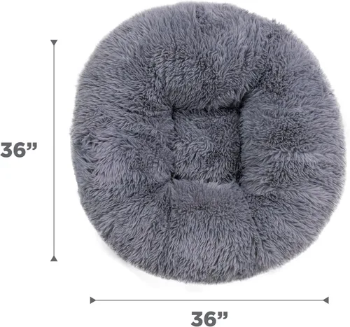 Miniatura 6 de Best Friends by Sheri Cama puf ultra relajante, cama ortopédica redonda para perro para soporte de articulaciones, piel sintética, funda lavable