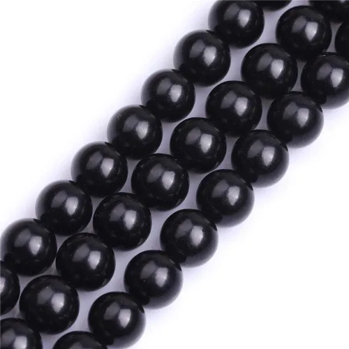 Miniatura 170 de GEM-Inside Cuentas sueltas de piedra natural de lava negra de 8 mm, redondas, piedra de energía para hacer joyas 15' Negro