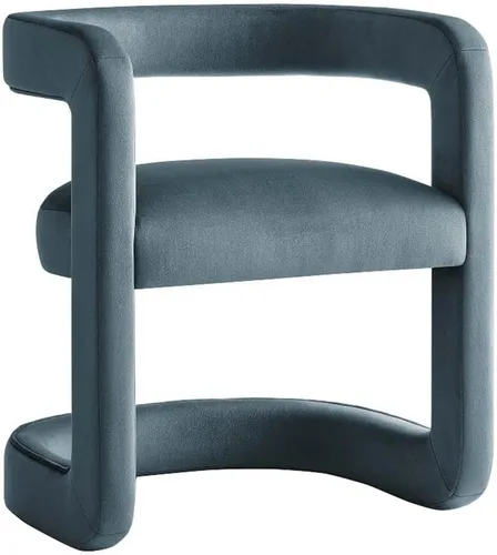 Miniatura 12 de Modway Winslow Silla de comedor de terciopelo resistente a las manchas en alabastro, sillón de barril con respaldo abierto, silla de comedor