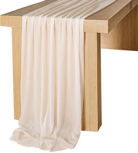 Miniatura 11 de Lookein Camino de mesa de gasa azul polvoriento de 10 pies, mantel transparente para boda, 29 x 120 pulgadas, decoración rústica de boda, camino