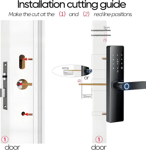 Miniatura 2 de Cerradura de puerta electrónica inteligente con huella digital biométrica, control de aplicaciones, tarjeta inteligente, contraseña, acceso