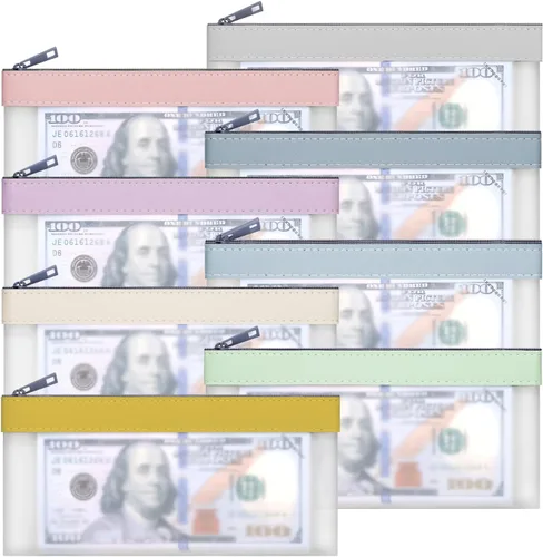 Miniatura 15 de Sobres transparentes para dinero en efectivo de 7.6 x 3.7 pulgadas Money Bags With Zipper Cash Bag Money Pouch Bank Deposit Bags for Coin Invoice