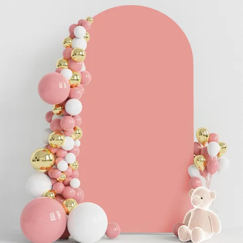 Miniatura 59 de Wokceer Funda para Arco de Boda de 6.6 Pies de Spandex Ajustada Cubiertas para Soporte de Arco de Boda Parte Superior Redonda Chiara Funda de Telón