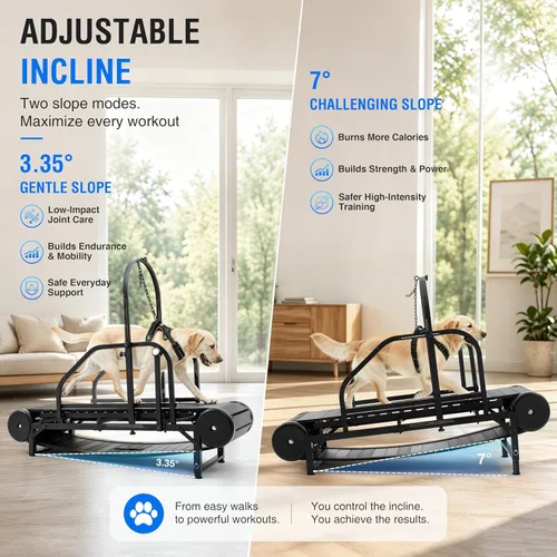 Miniatura 3 de Caminadora para perros no motorizados para perros grandes/medianos con podómetro, caminadora ancha para correr, autoalimentada con freno