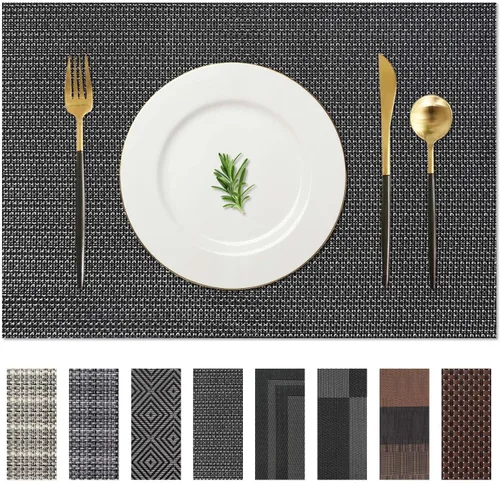 Miniatura 25 de AHHFSMEI Manteles individuales para mesa de comedor, juego de 4, manteles individuales de vinilo tejido de plástico, antideslizantes, aislamiento