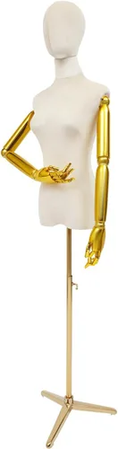 Vestido de maniquí femenino con forma de torso, cuerpo de maniquí de costura ajustable de 63 a 81 pulgadas con soporte de metal y cabeza