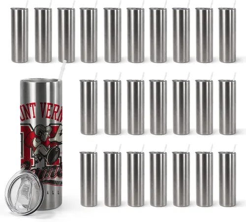 Miniatura 8 de AGH Paquete de 10 vasos de 20 onzas de acero inoxidable con aislamiento al vacío y tapa y pajilla, mantiene el frío hasta 12 horas