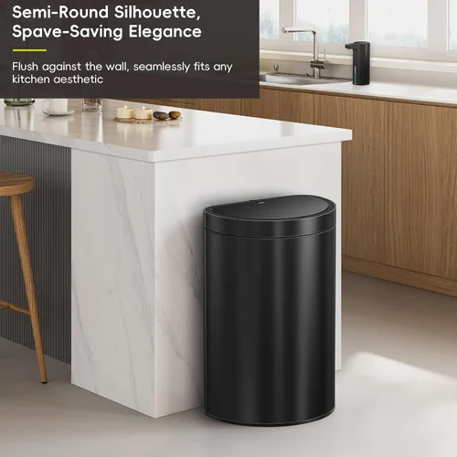 Miniatura 3 de EKO Mirage - Cubo de basura semicircular con sensor de movimiento de 47 litros/12.4 galones, cubo de basura automático para cocina con compartimento
