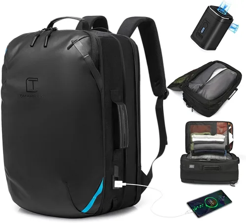 Miniatura 13 de TANGCORLE Mochila de viaje expandible aprobada para vuelos, mochila de 17.3 pulgadas para laptop de negocios para mujeres y hombres