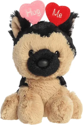 Aurora Peluche de pastor alemán Love On The Mind Hug Me - Recuerdo suave para seres queridos, perfecto para decorar habitaciones y día de San