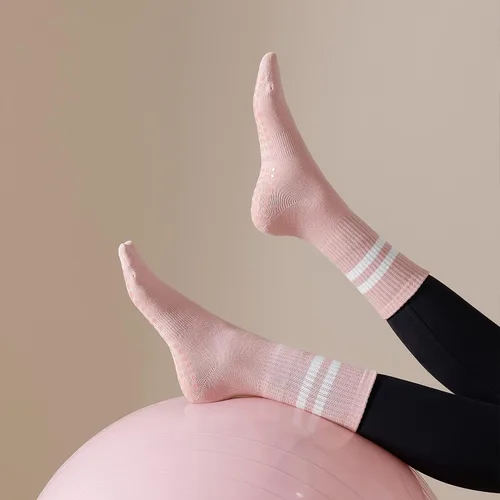 Miniatura 6 de Lacholin 3 pares de calcetines de yoga y pilates con empuñaduras para mujer, calcetines de algodón antideslizantes para barras, ballet, danza