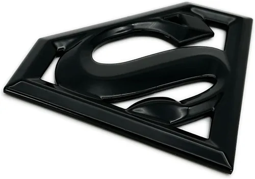 Miniatura 7 de Elektroplate Emblema de DC Comics Superman con licencia oficial, todo de metal negro para autos, camiones y todos los vehículos Ajuste universal