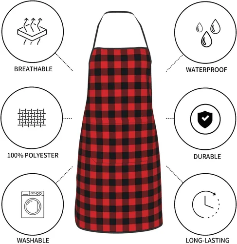 Miniatura 6 de Delantal para mujeres y hombres, delantales de cocina con bolsillo para cocinar, hornear, jardinería, parrilla, barbacoa