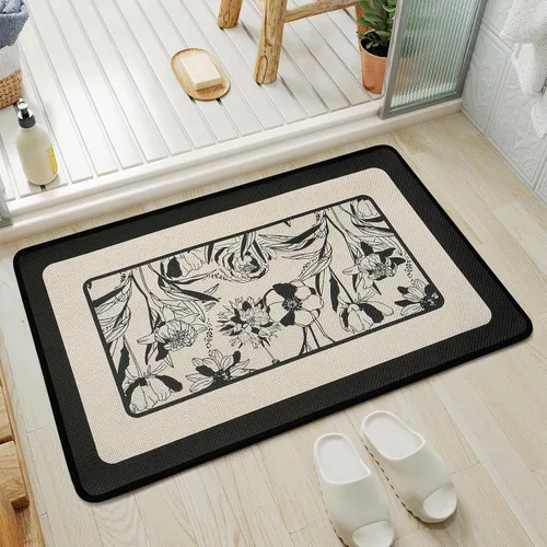 Miniatura 20 de YDKGL Alfombra de baño de medio círculo, alfombras de baño finas para debajo de la puerta, de secado rápido, antideslizante, lavable, con respaldo