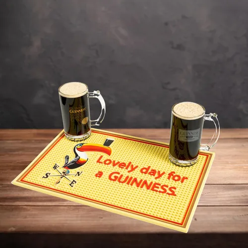 Miniatura 4 de Tapetes de bar Guinness para encimera, 18 x 12 pulgadas, con icónico Gilroy Lovely Day para un tucán retro Guinness