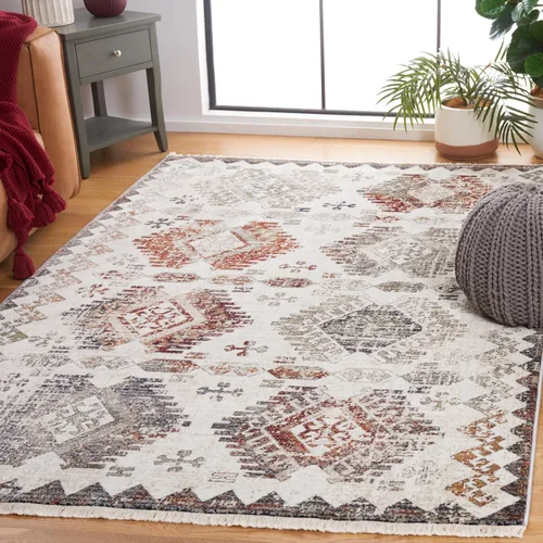 SAFAVIEH Persian Collection - Alfombra de área de 5.3 x 7.7 pies, color crema y gris, diseño bohemio rústico envejecido, no desprende pelusa y de