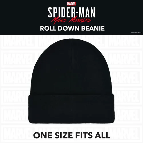 Miniatura 5 de Concept One Marvel Spider-Man Miles Morales Roll Down Cuff Beanie Hat, Knitted Winter Skull Cap