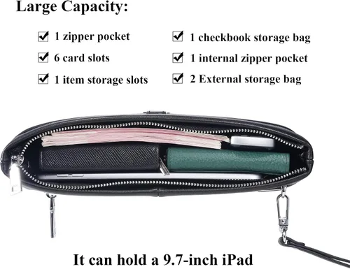 Miniatura 3 de Balidiya Bolso de mano de cuero genuino para hombre, bolso de muñeca, bolso grande de negocios, bolsa de sobre