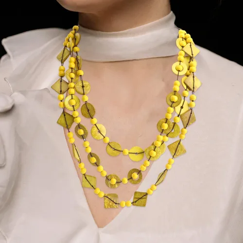 Miniatura 7 de Generic Collar de estilo retro bohemio para mujer, cuentas de madera tejidas a mano con dijes de concha, joyería de moda para mujeres y niñas