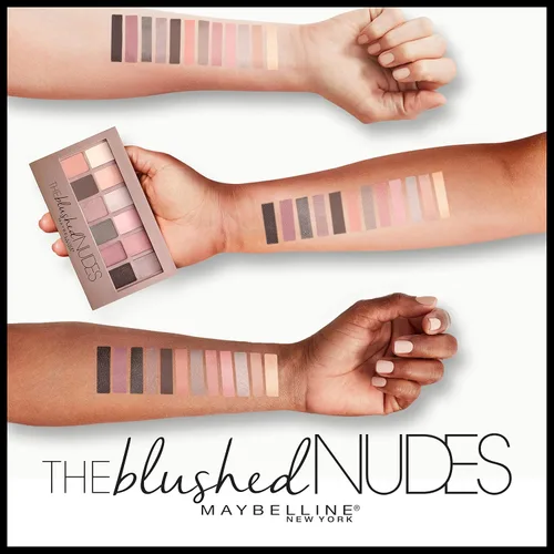 Miniatura 4 de Maybelline The Blushed Nudes Paleta de sombra de ojos, 12 tonos mate pigmentados y brillantes, polvo mezclable, 1 unidad NUDES BLUSHED