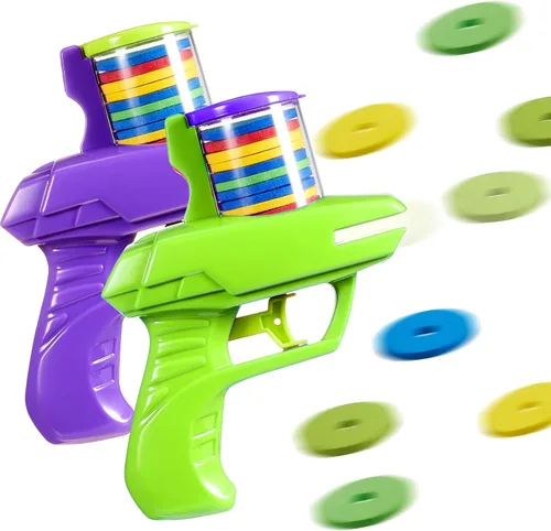 Miniatura 7 de Sumind 2 piezas, lanzador de discos de espuma con disparo de ráfaga (verde, rosa)
