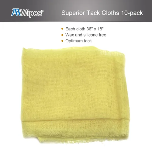 Miniatura 2 de AAwipes Tack Cloth (TC183610Y) - Paquete de 10 trapos 100 % algodón, amarillo claro, 18 x 36 pulgadas, eliminación de polvo y superficies limpias