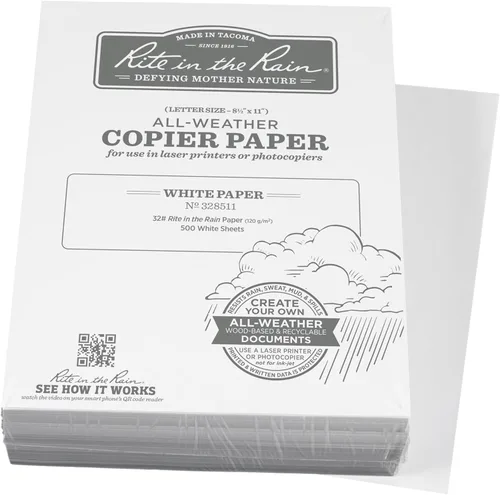 Miniatura 11 de Rite In The Rain Papel para impresora láser resistente a la intemperie, tamaño de papel tabloide 11 x 17 pulgadas, 32# blanco, paquete de 500 hojas
