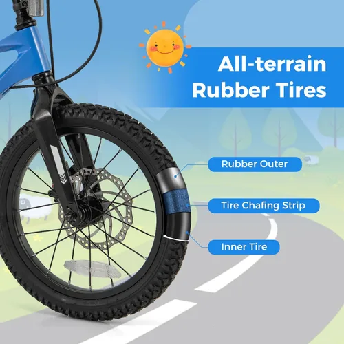 Miniatura 5 de BABY JOY Bicicleta para niños, bicicleta deportiva de aleación ligera de 16 pulgadas con frenos de disco dual, ruedas de entrenamiento, suspensión