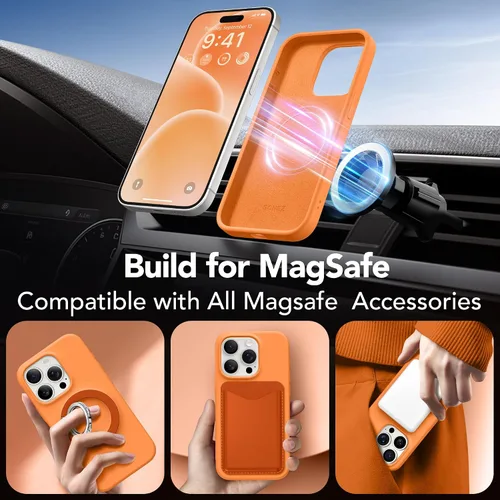 Miniatura 664 de GONEZ Funda de silicona para iPhone 15 Pro Max, compatible con Magsafe, protector de cámara + protector de pantalla, forro de microfibra suave