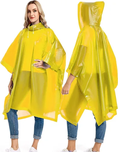 Miniatura 18 de Paquete de 2 ponchos de lluvia para adultos, reutilizables, impermeables, de supervivencia, emergencia, resistente, con capucha con cordón