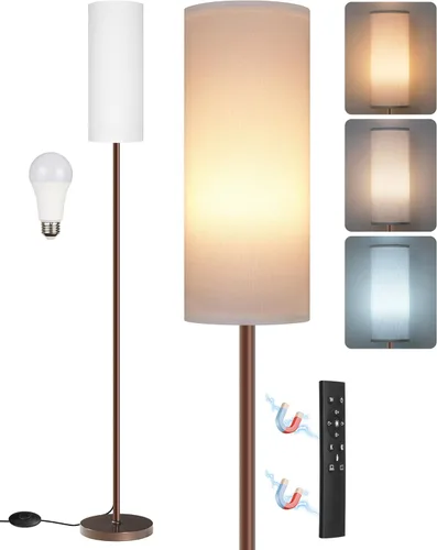 Miniatura 16 de Lámpara de pie regulable para sala de estar con control remoto e interruptor de pie, lámpara de pie de esquina, lámpara alta de pie moderna, Blanco