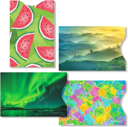 Miniatura 2 de 8 fundas de bloqueo RFID, diseños únicos y artes en verde, soporte antirrobo, protector de tarjeta de crédito, fácil de reconocer, resistente