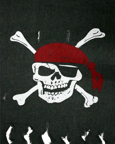 Miniatura 2 de LANGXUN 2 banderas piratas de lino retro y desgastado de tamaño grande de 3 x 2.5 pies para decoraciones de Halloween, fiesta pirata, decoración