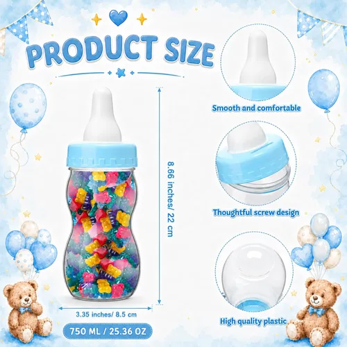 Miniatura 2 de Qilery 122 Piezas Juegos de Baby Shower Adivina Cuántos Osos 100 Tarjetas de Adivinanzas 20 Lápices 1 Botella 1 Cartel de Madera en Pie