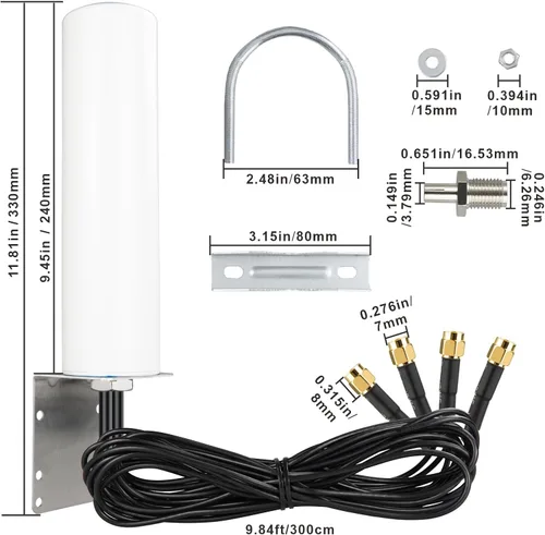 Miniatura 2 de Antena 4x4 MIMO 4G LTE 5G 600-6000MHz Antena WiFi omnidireccional con conector SMA TS9 Cable RG58 de 9.84 pies para T-Mobile Home Internet Verizon