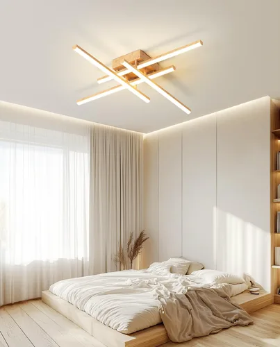 Miniatura 8 de Lámpara de techo moderna Sputnik LED regulable con control remoto, iluminación de techo negra empotrada, lámpara de techo para dormitorio, estudio