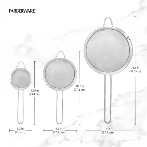 Miniatura 6 de Farberware Juego profesional de 3 coladores, incluye coladores pequeños, medianos y grandes