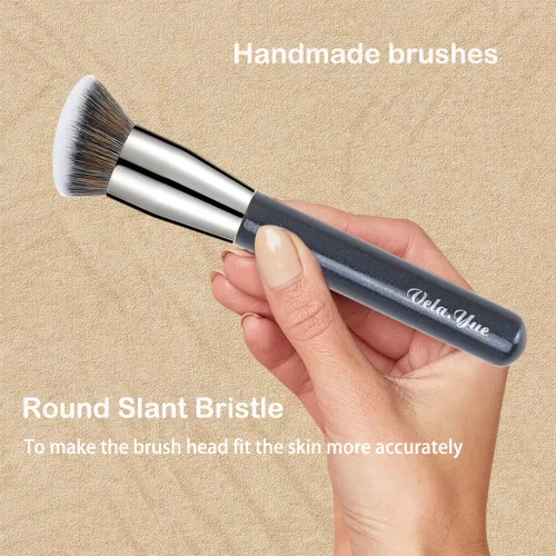 Miniatura 6 de Juego de 2 brochas de maquillaje para base, para difuminar, pulir, líquido, crema