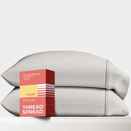 Miniatura 23 de Thread Spread Fundas de Almohada de Algodón Egipcio 100% Tamaño Estándar/Queen Juego de 2 - Fundas de Almohada Beige Satén de Lujo con Cuenta