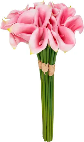 Miniatura 17 de Flores artificiales/falsas/sintéticas, rosas con 2 flores, coral, 10 unidades para bodas, hogar, fiestas, restaurantes